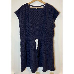 NWT T by Talbots Plus Swim Cover Up Dress Terrycloth Tie Waist Navy Size 2X New